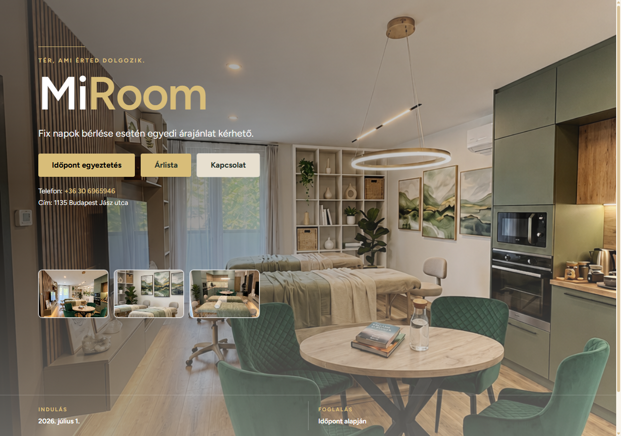 MIROOM.hu foglalási oldal képernyőképe